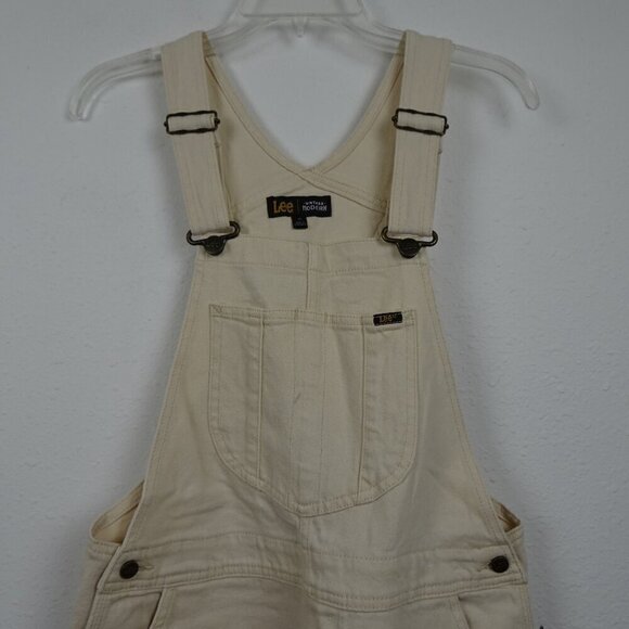 Lee Short Overalls Shortalls Women's Size M Beige Denim Romper Coveralls - Picture 2 of 10